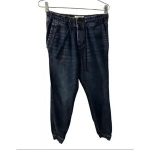 Abercrombie & Fitch High rise Cotton Drawstring Jogger Denim Women XS Pant Blue